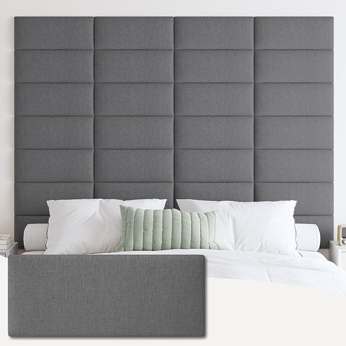IFNOW Upholstered Wall Mounted Headboard, 3D Soundproof Wall Panels Peel and by IFNOW
