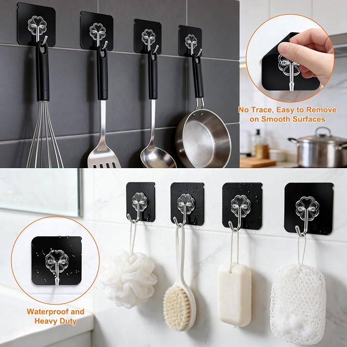 DDMY Heavy Duty Hooks Self Adhesive Hooks Newly Black Sticky - Image 2