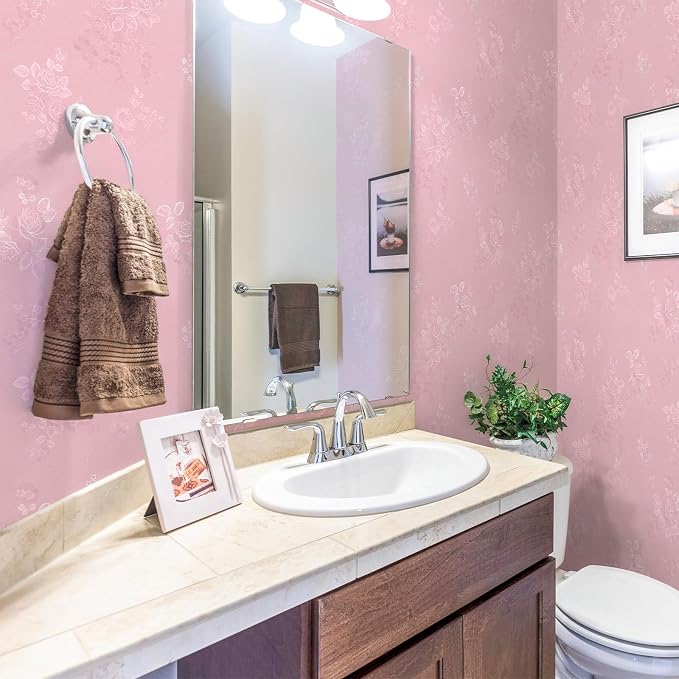 Pink Wallpaper Silk Embossed Floral Pink Contact Paper Peel and Stick Self - Image 4