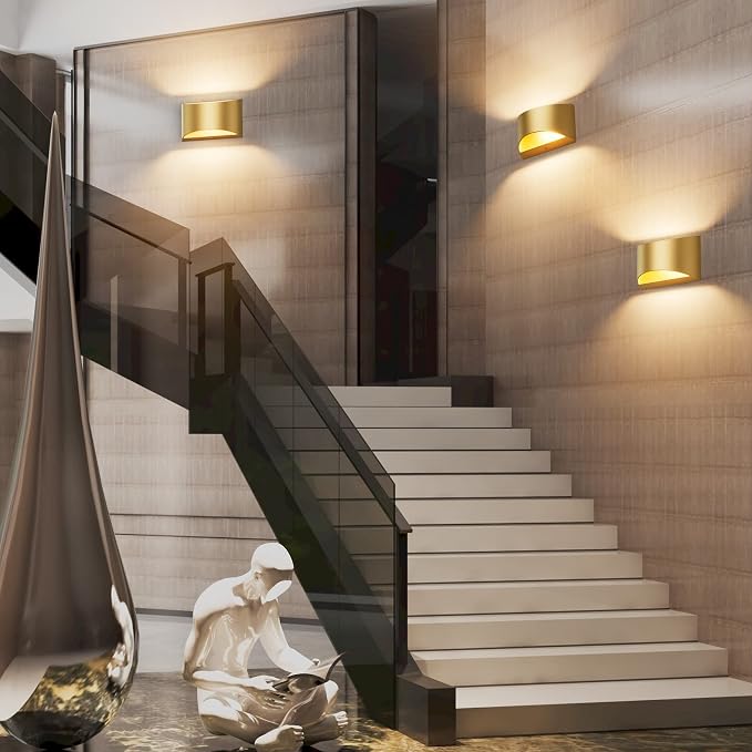 Aipsun Gold Wall Sconce Indoor Wall Lights Hardwired Set of 2 Up and Down Wall - Image 7