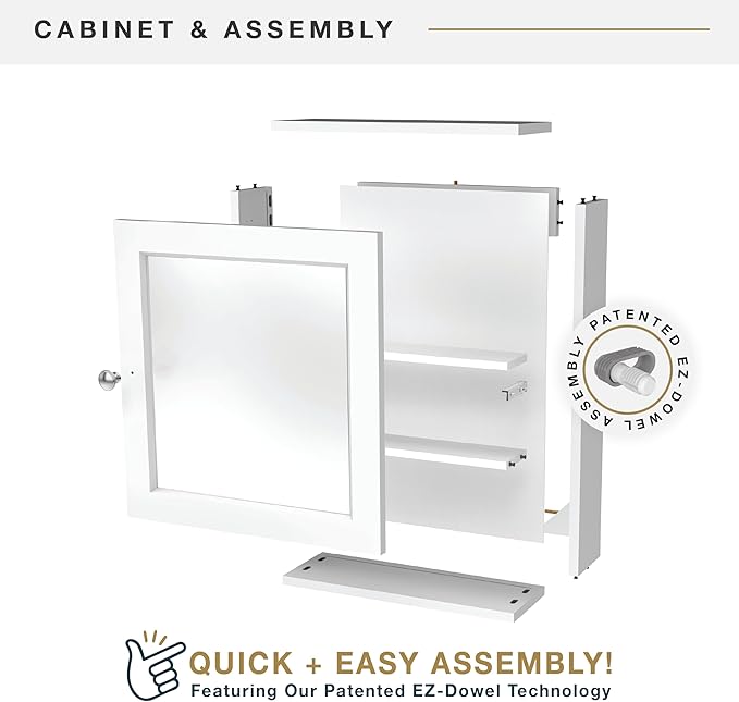 MCS 23x16 White Medicine Cabinet Organizer, Wall Mounted Bathroom Cabinet - Image 6