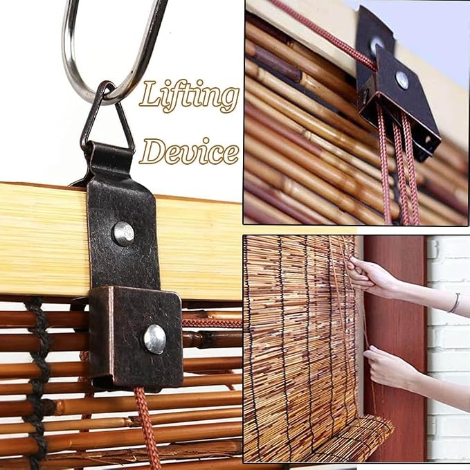 Bamboo Roman Shades for Windows 27 inch 30 inch 34 inch 46 inch Cordless Bamboo - Image 8