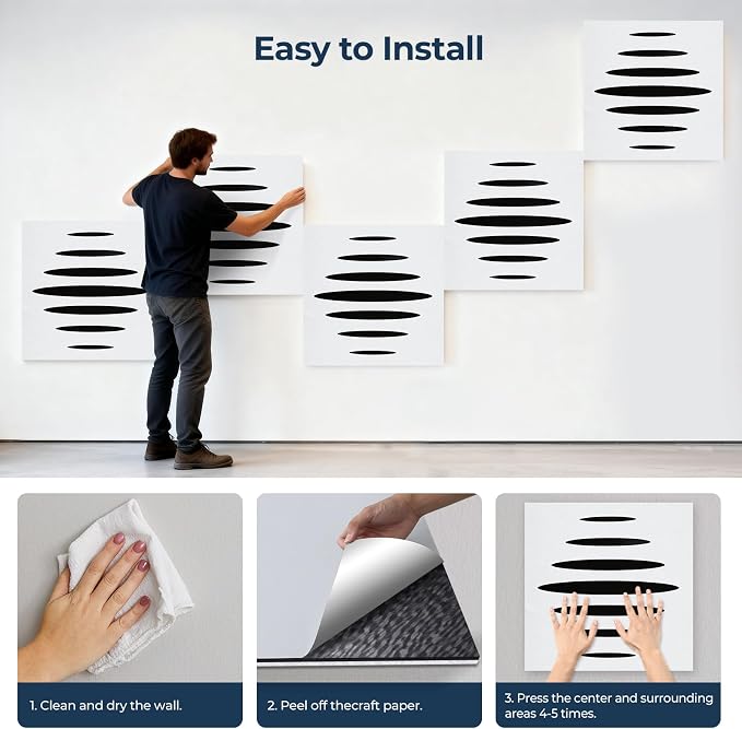 6 Pack Acoustic Wall Panels Self-Adhesive, 23.6" x 23.6" x 0.5" Acoustic Panels - Image 6
