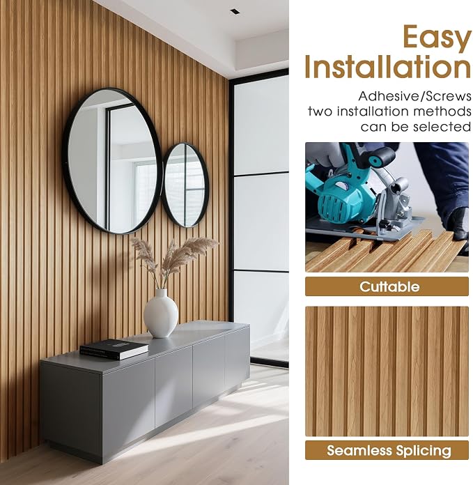 WPC Slat Wall Panels 8 Pack 96" x 6", Waterproof Fluted Wall Paneling, Accent - Image 4