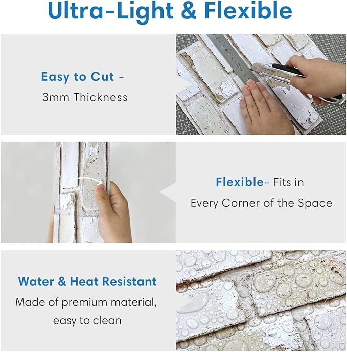 COMSTICKC 3D Faux Brick Wall Stickers Wall Panels, Small Brick Size, Thin PVC - Image 5