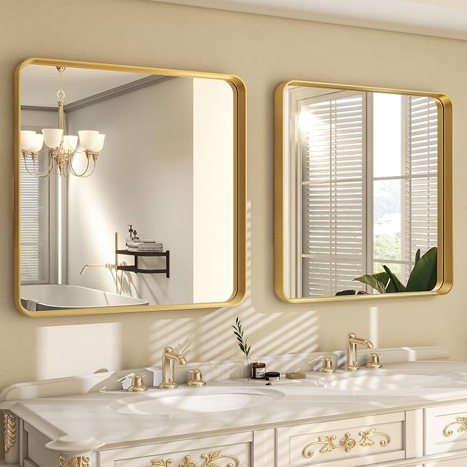 30"x 30" Gold Bathroom Mirror - Image 3
