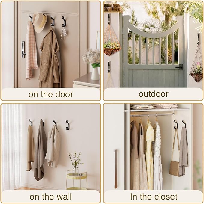 bussdis Wall-Mount Coat Hooks, Heavy Duty 30LB Hooks - Image 4