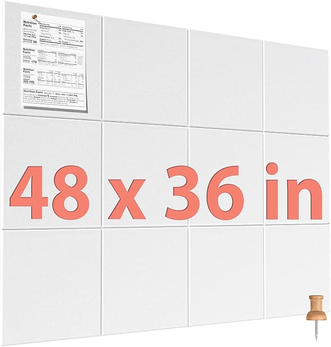 MaxGear Large Cork Board for Wall 48" x 36" White Bulletin Board, 12 Pack Felt by MaxGear