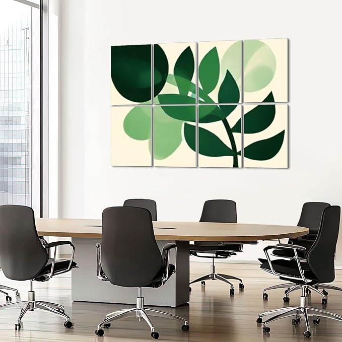 8 Pack Art Acoustic Panels Sound Absorbing Boho Botanical Leaf Orange Green - Image 7