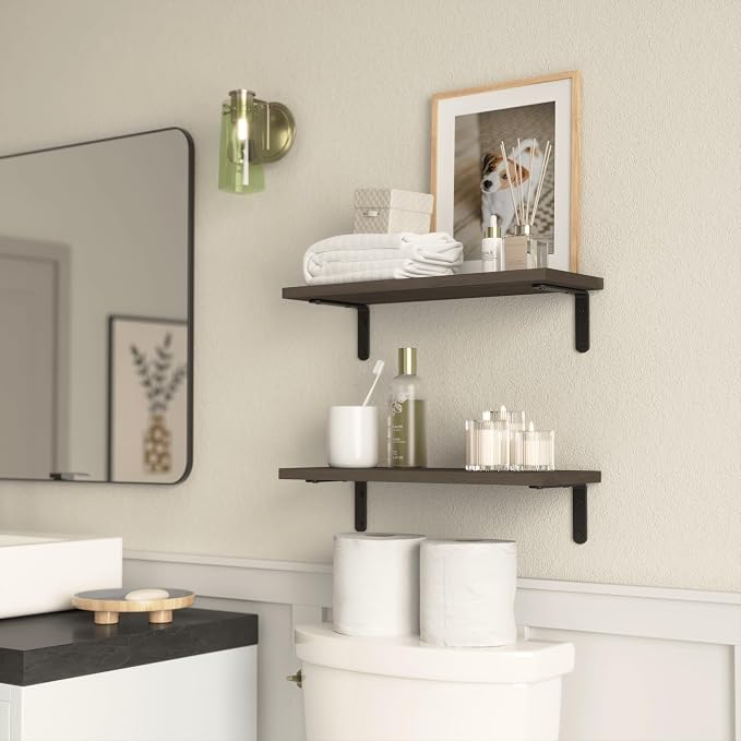RICHER HOUSE Floating Shelves for Décor, Rustic Wood Wall Shelves for Bedroom - Image 6
