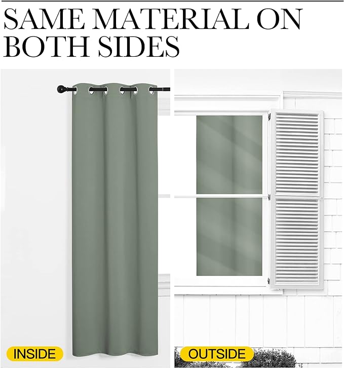 NICETOWN Greyish Green Nursery Essential Thermal Insulated Solid Grommet Top - Image 6