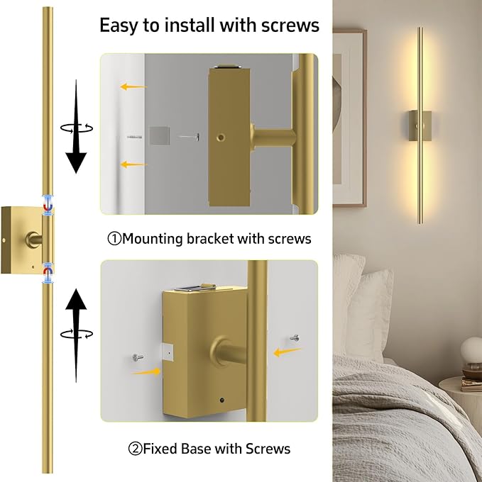 Battery Operated Wall Sconces Set of Two: Dimmable Wireless Wall Lights - Image 9