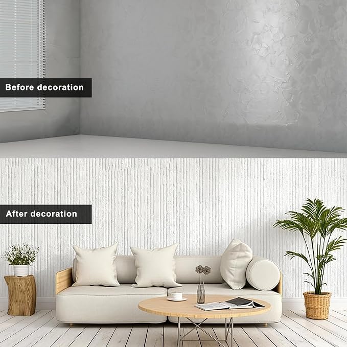 3D Wall Panels Peel and Stick – 2pc X 23.82"x110" PVC Faux Travertine Texture - Image 3