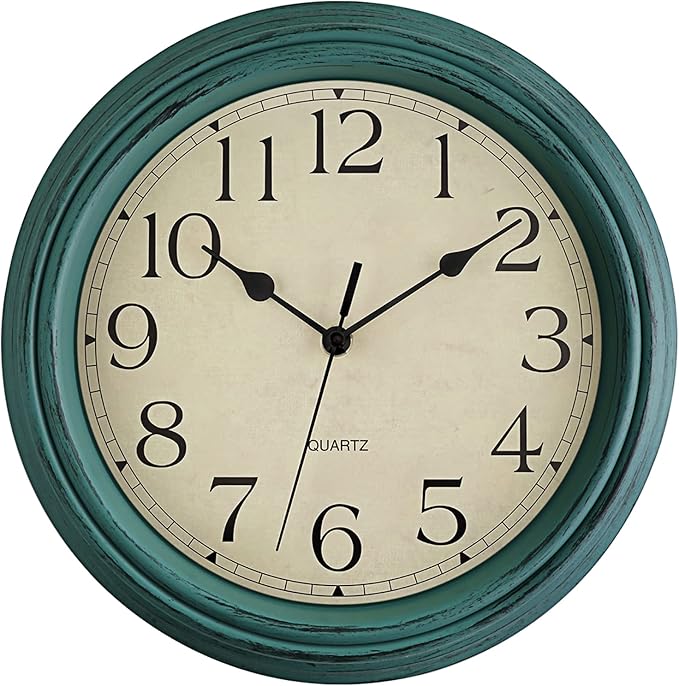 Foxtop Retro Silent Non-Ticking Round Classic Clock 12 Inch Quartz Decorative by Foxtop