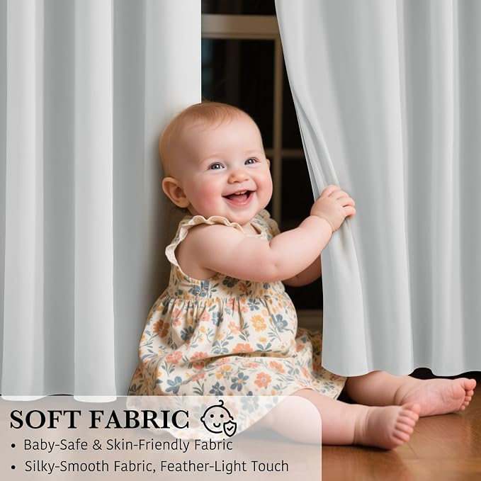 RYB HOME White 100% Blackout Curtains - Image 4