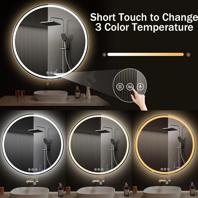 LED Bathroom Mirror 40 Inch Round Bathroom Mirror - Image 3