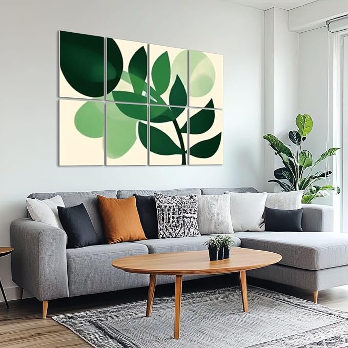 8 Pack Art Acoustic Panels Sound Absorbing Boho Botanical Leaf Orange Green - Image 6