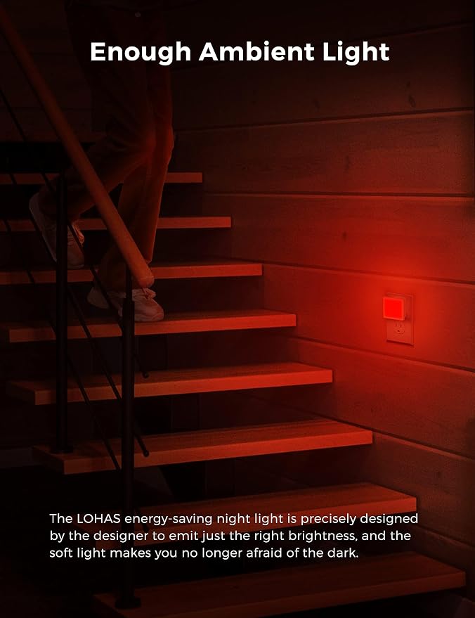 L LOHAS LED Red Night Lights Plug into Wall 2-Pack, 0.3W Plug in Night Light - Image 4