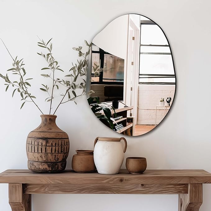 Delma Irregular Wall Mirror, Frameless Decorative Mirror by Delma
