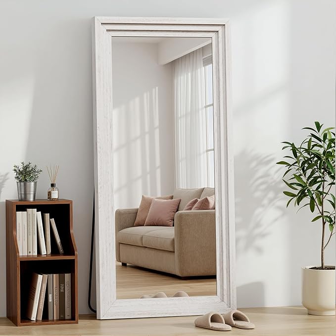Full Length Mirror 71"x30", Large Solid Wood Frame Floor Mirror, Leaning Floor by WISSMILESHOME