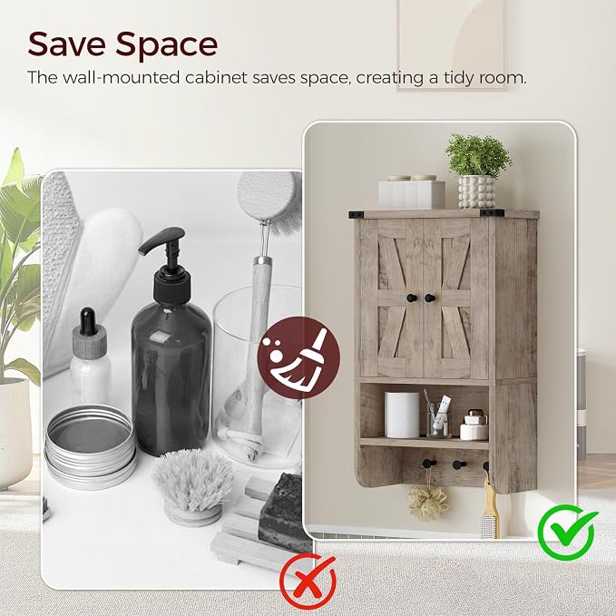 MAHANCRIS Bathroom Wall Cabinet, Farmhouse Medicine Cabinet - Image 7