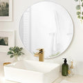 CULER Round White Bathroom 24 Inch Mirror, Circle Wall Modern Mirror by Culer