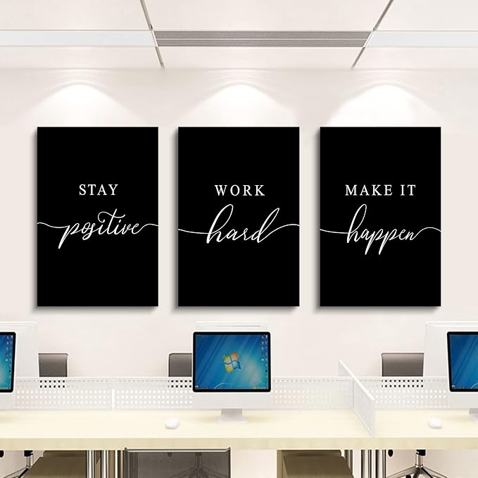 Stay Positive Letters Artwork, Framed Canvas Wall Art Positive Quote, Office - Image 5