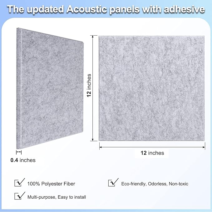 18 Pack Gray Acoustic Panels 12"X12"X 0.4" Soundproof Wall Panels Wall - Image 5