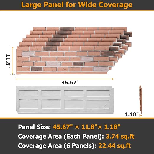 ROOMTEC 6-Pack Faux Brick Wall Covering Panels - Image 2