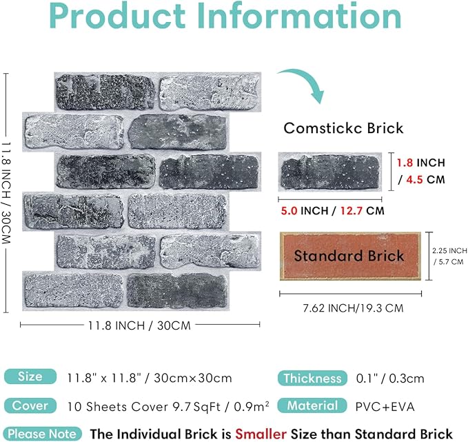 Commomy 3D Peel and Stick Brick Tiles - Image 5