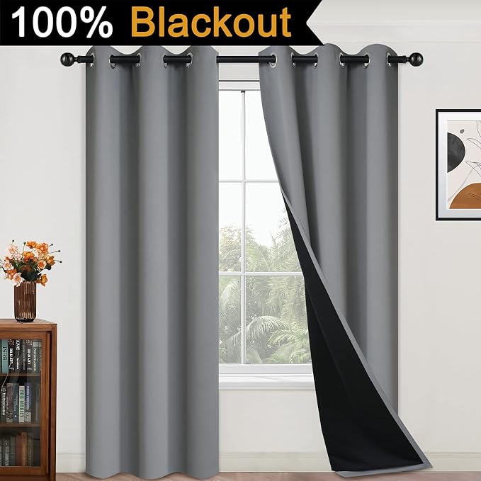 Yakamok 84 Inch Length 100% Blackout Curtains - Image 2