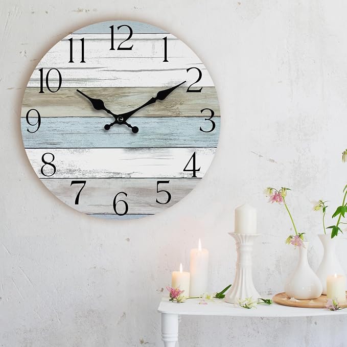 Wall Clock, 10 Inch Silent Non Ticking Wall Clocks Battery Operated, Rustic - Image 9