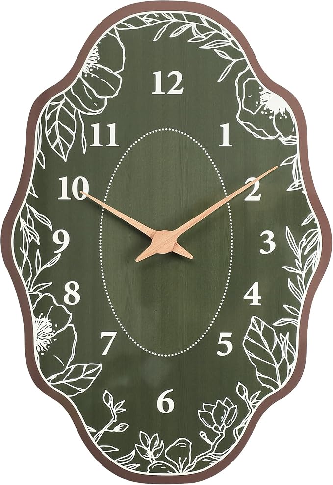 Mid Century Retro Irregular Shape Wall Clock, Silent Non-Ticking Battery by SCOAGE