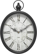 Menterry Oval Retro Wall Clock, Rustic Vintage Style, Battery Operated Silent by Menterry