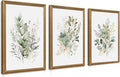 WRFON Framed Sage Green Botanical Wall Art Set of 3, Watercolor Eucalyptus & by Unknown