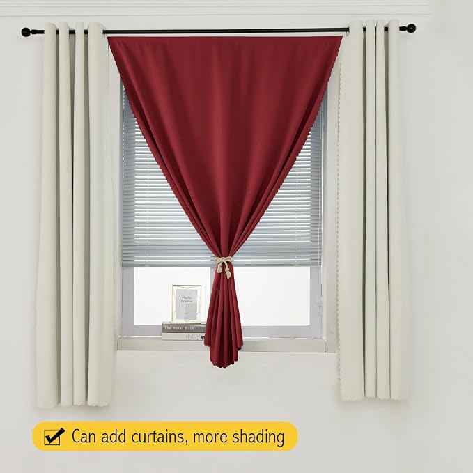 Thermal Blackout Curtains with Self-Adhesive Tape, No Rod No Drill Easy Install - Image 8