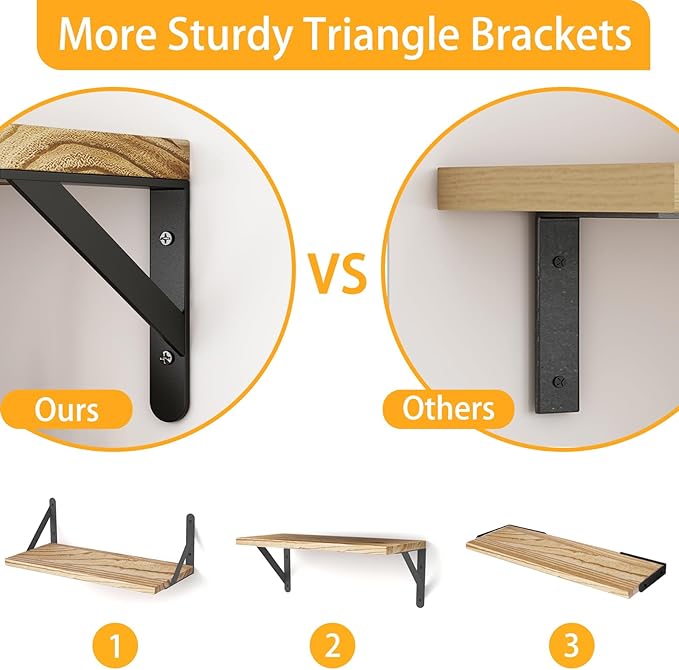 Fixwal Floating Shelves for Wall, Wood Wall Mounted Shelves for Bedroom - Image 4