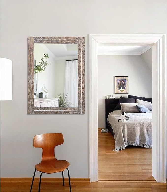 AAZZKANG Mirror with Wood Framed Rectangle Rustic Wall Mirrors Decor Large - Image 7