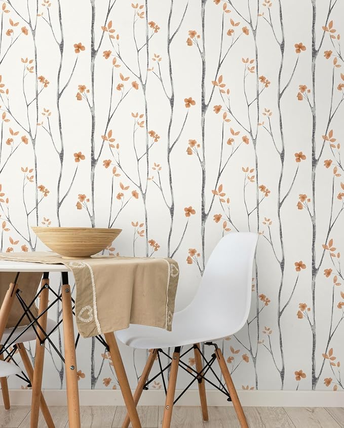 Timeet Boho Peel and Stick Wallpaper Floral Wall Paper Tree Contact Paper White - Image 8