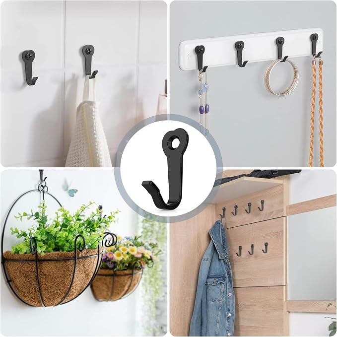 ZAYBOD Heavy Duty Wall Mounted Black Coat Hooks, mudroom Hooks, Backpack Hooks - Image 4