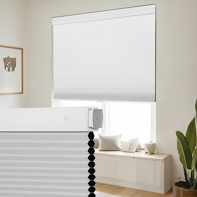 SEEYE No Drill Cordless Cellular Shades, Thermal Insulated Noise Reduction by SEEYE