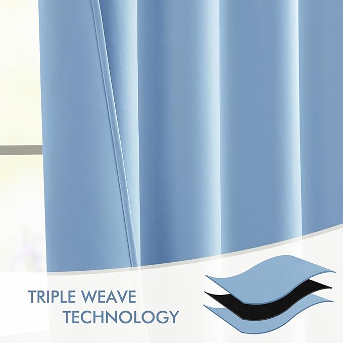 MIULEE Sky Blue Back Tab Blackout Curtains 63 Inch Length 2 Panels Set - Image 7