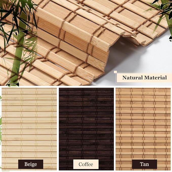 LUCKUP Cordless Bamboo Roman Blinds Shades - Image 3