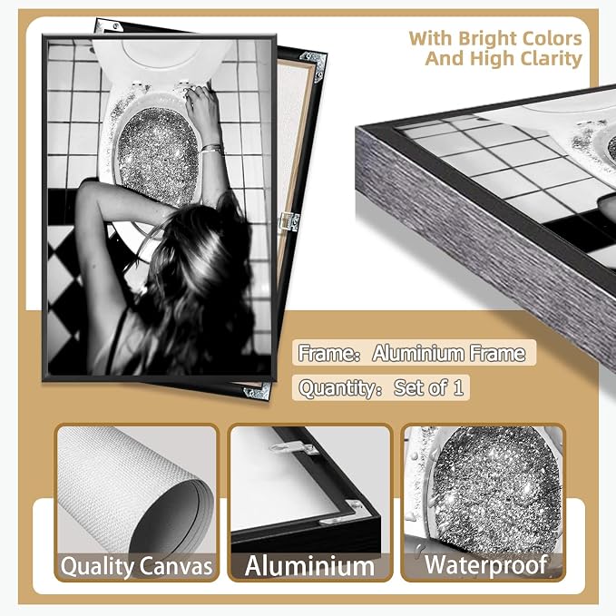 Funny Bathroom Wall Art Black and White posters Bar Disco Party prints painting - Image 2