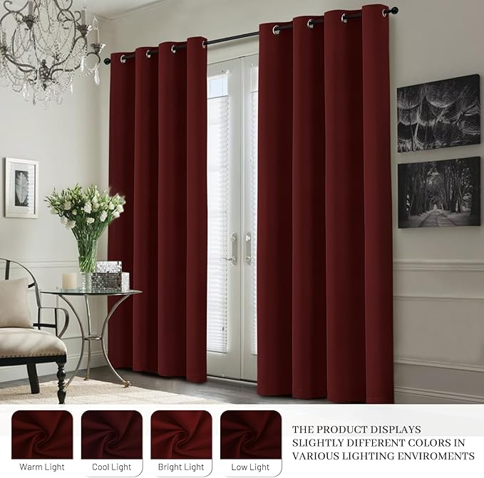 Yakamok 100% Blackout Curtain Panels 63 inches Cold and Light Blocking Drapes - Image 7