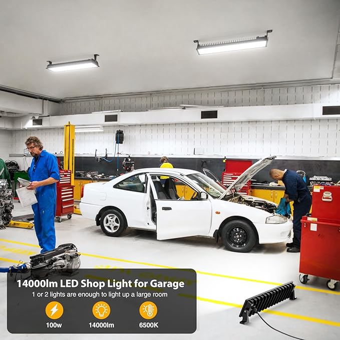 Onforu 1Pack LED Shop Lights, 100W 14000lm Plug in Ultra Bright LED Work Lights - Image 2
