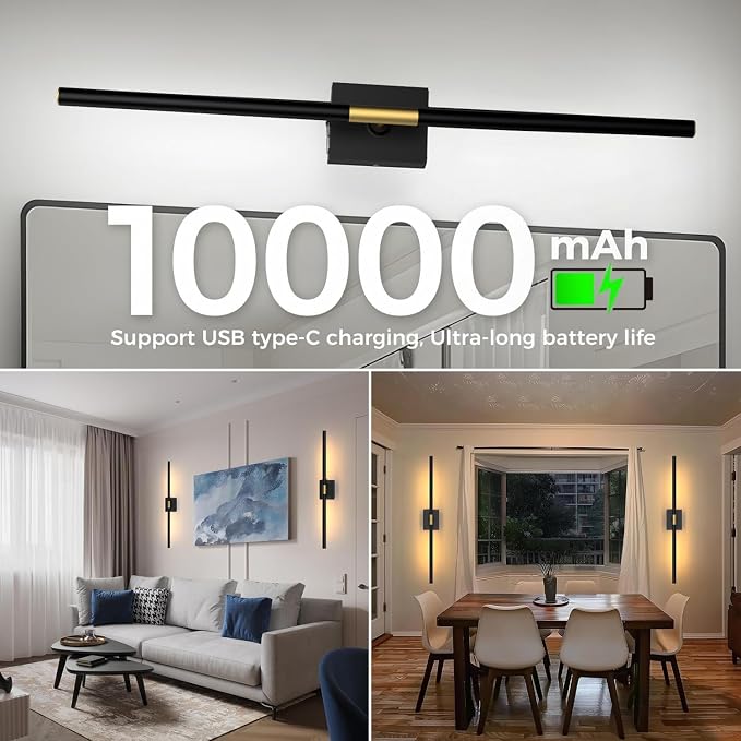 iThird Wall Sconce Battery Operated Wall Light: 10000mAh Wireless Wall Sconces - Image 3