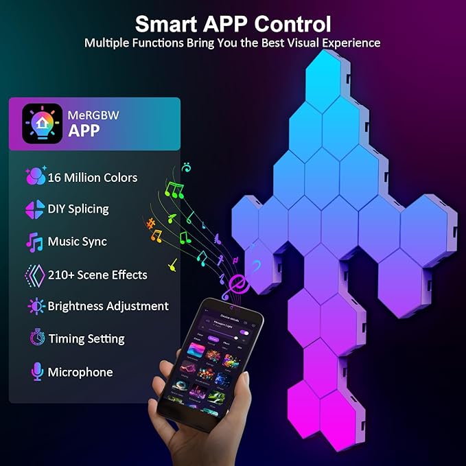 OJQ 20 Pack Hexagon Lights Wall RGB Panel - Image 4