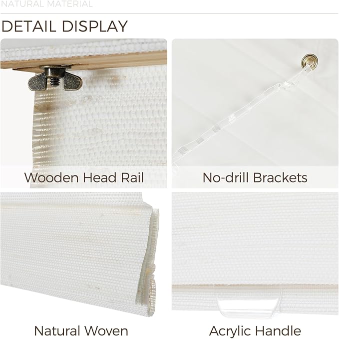 TWOPAGES Natural Woven Motorized Roman Shades, Custom Remote Control Bamboo - Image 5