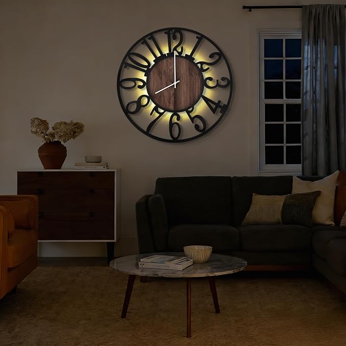 32'' Large Wall Clock with Adjustable Night Light, Glow in The Dark Decorative - Image 4